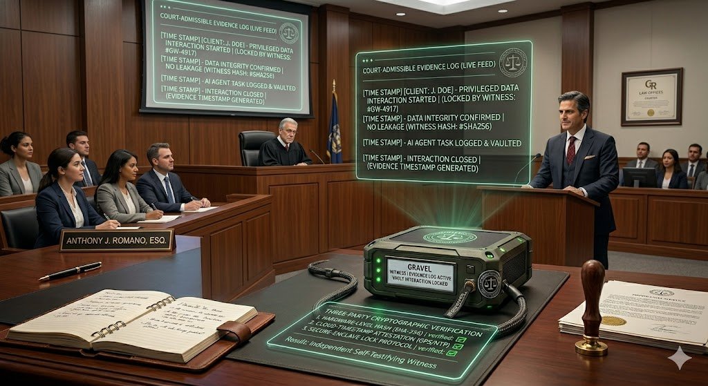 Courtroom with EVID log hologram